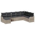 Garten-Sofa-Set mit Kissen 8 pcs Hellgrau Poly Rattan