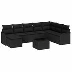 Garten-Sofa-Set mit Kissen 9 pcs Schwarz Poly Rattan