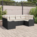 Garten-Sofa-Set mit Speicher 6 pcs Schwarz und Weiß Poly Rattan