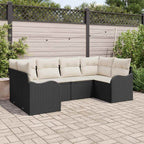 Garten-Sofa-Set mit Speicher 6 pcs Schwarz und Weiß Poly Rattan