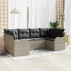 Garten-Sofa-Set mit Speicher 6 pcs Hellgrau Poly Rattan
