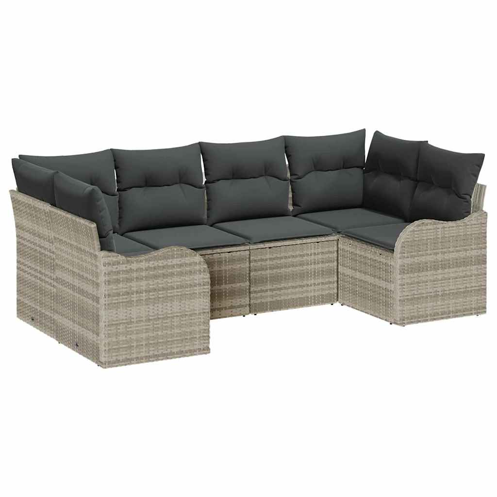 Garten-Sofa-Set mit Speicher 6 pcs Hellgrau Poly Rattan