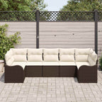 Garten-Sofa-Set mit Speicher 7 pcs Braun und Weiß Poly Rattan