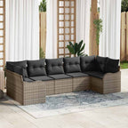 Garten-Sofa-Set mit Speicher 7 pcs Grau Poly Rattan