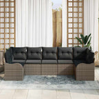 Garten-Sofa-Set mit Speicher 7 pcs Grau Poly Rattan