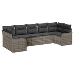 Garten-Sofa-Set mit Speicher 7 pcs Grau Poly Rattan