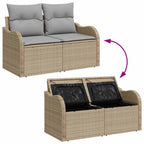 Garten-Sofa-Set 7 pcs Beige und Hellgrau Poly Rattan