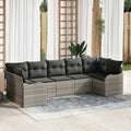 Garten-Sofa-Set mit Speicher 7 pcs Hellgrau Poly Rattan