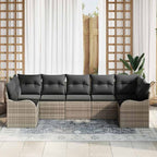 Garten-Sofa-Set mit Speicher 7 pcs Hellgrau Poly Rattan