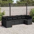Garten-Sofa-Set mit Speicher 7 pcs Schwarz Poly Rattan