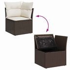 Gartensofa-set mit Speicher 9 pcs Braun und Weiß Poly-Rattan