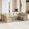 Gartensofa-set mit Speicher 9 pcs Beige und Weiß Poly-Rattan