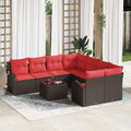 Sofa Set mit Kissen 9 pcs Beige und Rot Poly-Rattan