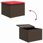 Sofa Set mit Kissen 4 pcs Braun und Rot Poly-Rattan
