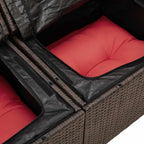 Sofa Set mit Kissen 6 pcs Braun und Rot Poly-Rattan