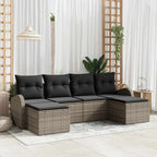 Sofa Set mit Kissen mit Speicher 6 pcs Grau Poly-Rattan