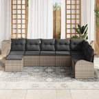 Sofa Set mit Kissen mit Speicher 8 pcs Grau Poly-Rattan