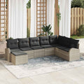 Sofa Set mit Kissen mit Speicher 8 pcs Hellgrau Poly-Rattan