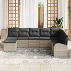 Sofa Set mit Kissen mit Speicher 8 pcs Hellgrau Poly-Rattan