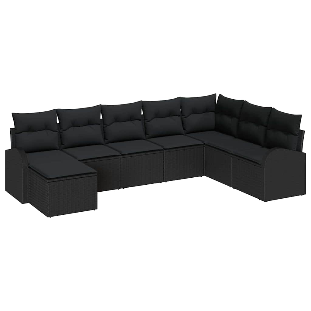 Sofa Set mit Kissen mit Speicher 8 pcs Schwarz Poly-Rattan