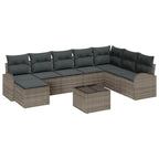 Sofa Set mit Kissen mit Speicher 9 pcs Grau Poly-Rattan