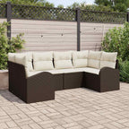 Gartensofa-set mit Kissen 6 pcs Braun und Weiß Poly-Rattan