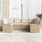 Gartensofa-set mit Kissen 6 pcs Beige und Weiß Poly-Rattan