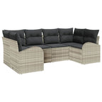 Gartensofa-set mit Kissen 6 pcs Hellgrau Poly-Rattan