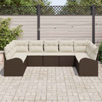 Gartensofa-set mit Kissen 9 pcs Braun und Weiß Poly-Rattan