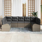 Gartensofa-set mit Kissen mit Speicher 9 pcs Grau Poly-Rattan