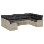 Gartensofa-set mit Kissen 9 pcs Hellgrau Poly-Rattan