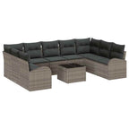 Gartensofa-set mit Kissen mit Speicher 10 pcs Grau Poly-Rattan