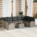 Gartensofa-set mit Kissen 10 pcs Hellgrau Poly-Rattan