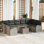 Gartensofa-set mit Kissen 10 pcs Hellgrau Poly-Rattan