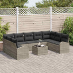 Gartensofa-set mit Kissen 10 pcs Hellgrau Poly-Rattan