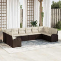 Gartensofa-set mit Kissen 10 pcs Braun und Weiß Poly-Rattan