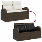 Gartensofa-set mit Kissen 10 pcs Braun und Weiß Poly-Rattan