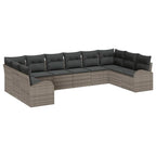 Gartensofa-set mit Kissen mit Speicher 10 pcs Grau Poly-Rattan