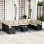 Gartensofa-set mit Kissen 11 pcs Braun und Creme Poly-Rattan