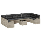 Gartensofa-set mit Kissen 11 pcs Hellgrau Poly-Rattan