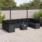 Gartensofa-set mit Kissen 11 pcs Schwarz Poly-Rattan