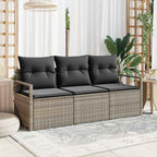 Gartensofa-set mit Kissen mit Speicher 3 pcs Grau Poly-Rattan
