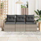 Gartensofa-set mit Kissen 3 pcs Hellgrau Poly-Rattan
