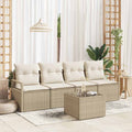 Sofa Set mit Kissen 5 pcs Beige und Creme Poly-Rattan
