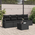 Sofa Set mit Kissen mit Speicher 5 pcs Schwarz Poly-Rattan