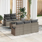 Gartensofa-set mit Kissen mit Speicher 6 pcs Grau Poly-Rattan