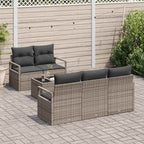 Gartensofa-set mit Kissen mit Speicher 6 pcs Grau Poly-Rattan