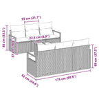Gartensofa-set mit Kissen 7 pcs Schwarz Poly-Rattan