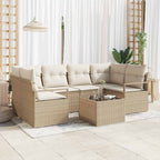 Garten-Sofa-Set mit Kissen mit Speicher 7 pcs Beige und Creme