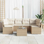 Garten-Sofa-Set mit Kissen mit Speicher 7 pcs Beige und Creme